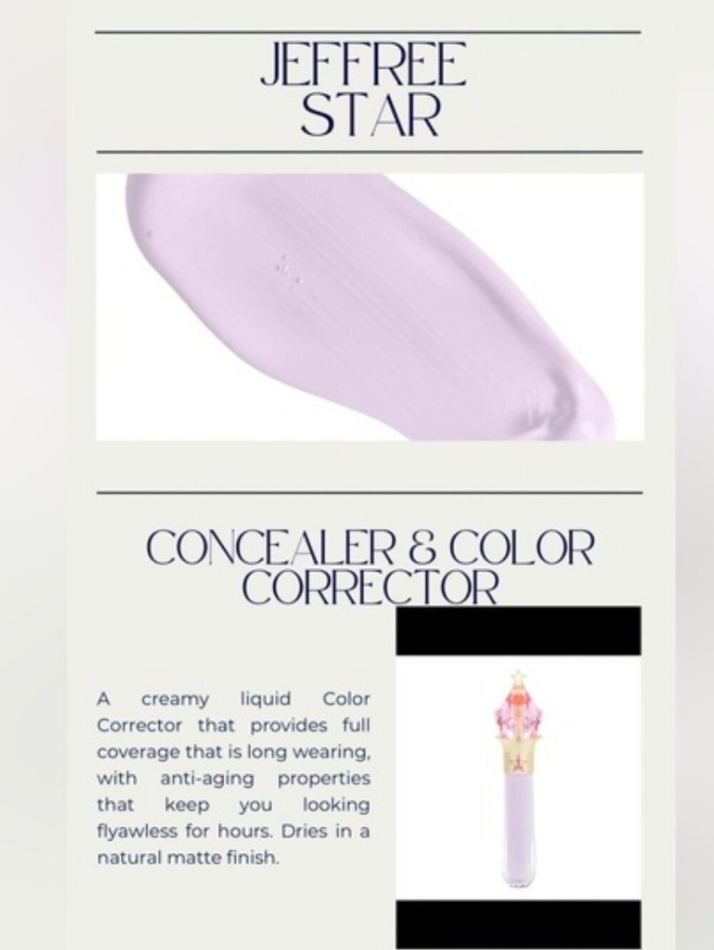 Jeffree Star NEW "Lavender" Liquid Concealer & Color Corrector